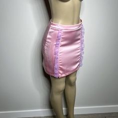 Pink Satin Mini Skirt, Baby Pink Satin, Satin Mini Skirt, Pink Mini Skirt, Sugar Thrillz, Tweed Mini Skirt, Lace Set, Floral Mini Skirt, Crochet Skirt