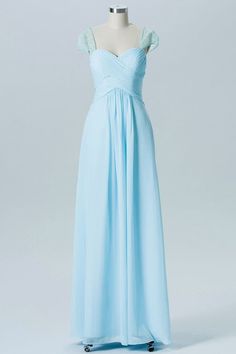 Light Blue A-line Sheer Cap Sleeves Pleated Chiffon Long Bridesmaid Dress Fitted A-line Bridesmaid Dress With Pleated Bodice, Bridesmaid Evening Dress With Illusion Neckline And Fitted Bodice, Dresses With Illusion Sweetheart Neckline And Fitted Bodice, Light Blue Evening Dress With Sweetheart Neckline, Fitted Chiffon Prom Dress With Ruched Bodice, Fitted Bodice Dress With Illusion And Sweetheart Neckline, Light Blue Fitted Chiffon Dress For Wedding, Fitted Bridesmaid Dress With Illusion Neckline, Fitted Light Blue Chiffon Dress For Wedding