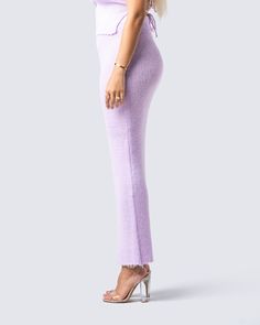 Wrap yourself in lavender dreams with this mid-rise knit maxi skirt ✨ Blending cozy comfort, and irresistible charm in a way that is perfect for any occasion 💜 Maxi Skirt Purple, Lavender Fitted Full-length Bottoms, Lavender Mini Skirt, Relaxed Full Purple Maxi Skirt, Purple Knit Midi Skirt, White Corset Dress, Rhinestone Top, Knit Maxi Skirt, Fitted Maxi Dress