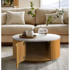 a living room scene with focus on the coffee table