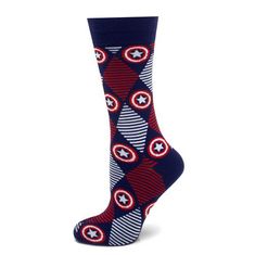 Captain America Navy Argyle Stripe Socks Argyle Dress, Marvel Merch, Marvel Gift, Disney Socks, Moisture Wicking Socks, Marvel Gifts, Secret Wedding, Phil Coulson, Argyle Socks