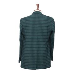 This Chiragh Apparel blazer is an elegant upgrade on dapper tailoring and features rich shades in a sumptuous fabric for elegant opulence. Fashioned from premium quality wool, this check plaid blazer features full lining in Japanese silk, a notch lapel, two-button closure and single-vented back. A left chest pocket and three flap pockets appoint the front while the inside has two (2) pockets on the left and one (1) pocket on the right. A flash of contrast piping is added to the jacket lining ins Elegant Double-breasted Suit, Formal Fitted Blazer With Suit Collar, Fitted Formal Blazer In Suiting Fabric, Tuxedo Suits With Hidden Button Closure, Formal Double Breasted Suit With Long Sleeves, Formal Double-breasted Suit With Long Sleeves, Formal Double Breasted Long Sleeve Suit, Tailored Double-breasted Blazer For Wedding, Fitted Tweed Jacket With Single Button And Suit Collar