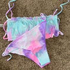 New With Tags And Original Packaging Shein Bikini Purple Sleeveless Beachwear Tankini, Womens Swim, Pink Purple, Tie Dye, Dye, Packaging, Size Medium, Tags, Purple