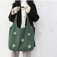 Small petals, girl/student large volume canvas bag, appliuque flowers, zipper one-shoulder tote bagMaterial:canvasColor:green,yellow,white,lavenderStyle:freshFeatures:flower,large volumeSize(CM):44cm*42cmNote:Due to different measurement methods,there will be 1-3 error(unite:cm), please understand. Spring Cotton Bags With Large Capacity, Spring Cotton Bag With Large Capacity, Spring Large Capacity Cotton Bag, Large Capacity Cotton Bags For Spring, Large Capacity Cotton Bag For Spring, Spring Cotton Shoulder Bag For School, Trendy Spring Canvas Shoulder Bag, Spring School Cotton Bags, Cotton School Bags For Spring