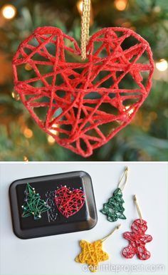 an ornament made out of yarn and string