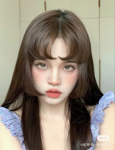 Hair Bangs Reference, Hair Reference Bangs, Bangs Reference, Ethereal Look, Different Type Of Bangs Face Shapes, Hair Long, Brown Hair Asian, Asian Hairstyles, Oval Face