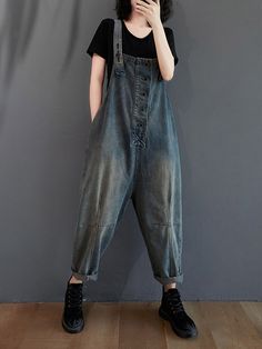 Original Solid Elasticity Denim Jumpsuits BLUE-XL Womens Denim Overalls, Denim Jumpsuits, Moda Denim, Leisure Fashion, Casual Rompers, Swimwear Bottoms, Aesthetic Women, Overalls Women, Fashion Seasons