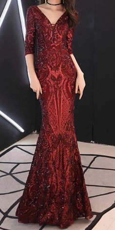 Sparkle Dark Red Long Maxi Dress (Stunning) Luxury Red Maxi Length Evening Dress, Formal Floor-length Maxi Dress For Party Season, Red Mermaid Dress For Evening Party Season, Elegant Red Mermaid Dress For Party, Red Mermaid Dress For Night Out, Burgundy Party Dress For Prom Season, Burgundy Dress For Prom Party, Burgundy Dress For Prom Season Party, Elegant Maxi Length Mermaid Dress For Party Season