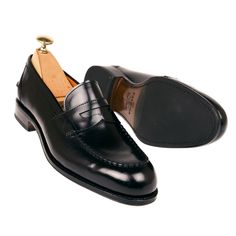 BLACK PENNY LOAFERS FOR WOMEN Timeless Black Slip-on Loafers, Closed Toe Loafers With Branded Insole For Galas, Classic Tassel Loafers With Leather Sole And Flat Heel, Luxury Black Slip-on Oxfords, Classic Slip-on Leather Shoes For Galas, Classic Leather Slip-on Shoes For Galas, Classic Flat Heel Tassel Loafers For Galas, Classic Dress Shoes With Removable Insole For Galas, Timeless Black Slip-on Tassel Loafers