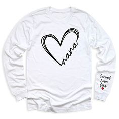 ❤️👩 Show your mama love with our Love Mama Heart Shirt personalized with your kid's name! 🌟 Perfect for expressing your affection for your little one! 😍 Soft Style Solid color: 100% Airlume combed and ring-spun cotton Heather Colors: 52% Airlume Combed and ring-spun cotton, 48% polyester Heather Sport colors: 60/40 polyester/cotton 100% No Sweatshops & Eco-Friendly Production For different Mother's Day t-shirt designs, please take a look at our Mother's Day collection. https://www.greatwoodboutique.com/collections/mothers-day-tee-shirts Relaxed Fit Long Sleeve T-shirt As Gift, Relaxed Fit Long Sleeve T-shirt For Gift, Personalized White Cotton Top, Personalized Long Sleeve White Tops, Personalized White Long Sleeve Tops, Long Sleeve Graphic Tee T-shirt As Gift, Customizable Casual Tops For Personalized Gifts, Personalized Long Sleeve Casual Tops, Personalized Casual Long Sleeve Tops