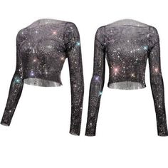 Women Sexy Glitter Mesh Metal Rhinestone Long Sleeve T-shirt Evening Party Top | eBay Party Top With Stretch And Crew Neck, Stretch Crew Neck Top For Party, Evening Stretch Glitter Tops, Rhinestone Tops For Night Out Party Season, Rhinestone Tops For Night Out And Party Season, Sparkling Fitted Top For Club, Sparkling Stretch Tops For Party, Rhinestone Tops For Party Season Night Out, Sparkling Stretch Top For Party