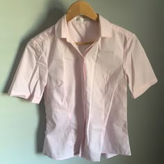 Nwt Doublju Baby Pink Short Sleeve Button Down Shirt Size: Medium Classic Pink Collared Top, Classic Pink Tops With Collared Neckline, Pink Collared Top With Button Closure, Pink Fitted Short Sleeve Shirt, Short Sleeve Office Top With Button Closure, Short Sleeve Button Closure Office Tops, Office Tops With Button Closure And Short Sleeves, Pink Short Sleeve Tops With Placket, Short Sleeve Tops With Button Closure For Daywear