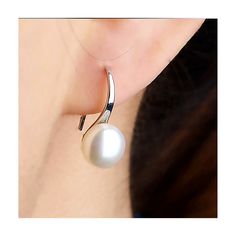 This delicate and understated style of earrings showcases a creamy white pearl bead attached to our signature silver IOBI Drill Hook. The classic and timeless look of pearls with a dash of silver. Customer verified as light and comfortable to wear all day every day! Gender: Female of any age Occasion: Special Occasions, Bridal, Birthdays, Perfect Holiday gift Materials: 14K White Gold plating over Alloy Size: 2cm long (.75 inch overall) Pearls: 10mm Resin pearl bead Comes gift boxed. Retail 49.95 Elegant White Everyday Earrings, Classic Silver Pearl Earrings For Everyday, Everyday Pearl White Earrings, Everyday Pearl White Pearl Earrings, Cream Pearl Drop Jewelry, Elegant Pearl White Everyday Earrings, Elegant Everyday Pearl White Earrings, Elegant Everyday Pearl White Pearl Earrings, Minimalist Round Pearl White Earrings