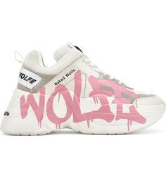 NAKED WOLFE Track Logo Chunky Platform Sneaker | Nordstrom Naked Wolfe Shoes, Track Logo, White Chunky Sneakers, Chunky Platform Sneakers, Naked Wolfe, Graffiti Logo, Bubble Gum Pink, Top Sneakers Women, Black And White Sneakers