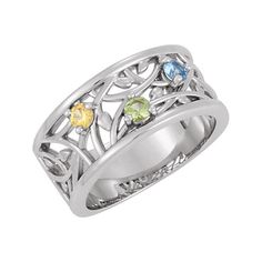 Customize with children's birthstone. This elegant ring is available in sterling silver with 1-5 birthstones. When you're ordering please select the ring size and include a note for birthstone details. I will respond your email to confirm. Stones will be set from left to right. This ring is sterling silver .925 but I can also make it in solid gold, please let me know if you're interested. The following simulated birthstones will be set: January - Simulated Garnet $0 February- Simulated Amethyst Family Birthstone Ring, Family Ring, Mothers Ring, Twig Engagement Ring, Family Rings, Mother Jewelry, Floral Branch, Mother Rings, Gold Diamond Wedding Band