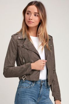 Tan Suede Moto Jacket, Green Suede Jacket, Faux Suede Moto Jacket, Structured Jacket, Suede Moto Jacket, Faux Leather Biker Jacket, Lulu Fashion, Vegan Leather Jacket, Cute Jackets