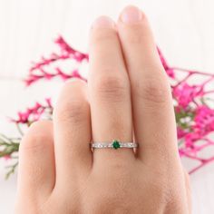 Dainty Silver Emerald Ring, Womens Emerald Ring, Minimalist Emerald Promise Ring, Womens Dainty Promise Ring, Green Stone Ring WE OFFER UNLIMITED PERIOD INSTALLMENTS PLAN This is a beautiful, stunning, feminine ring that works well for all occasions, styles, and ages. You will love it! Ring information: Main stone: Emerald Approximate size: 3.25mm Accent stones: White cubic zirconia Approximate size: 1.25mm (18 stones) Metal type: Silver Metal stamp: 925 Sterling Silver Installment Payments We o Dainty Round Emerald Promise Ring, Dainty Emerald Ring With Round Band For Promise, Delicate Green Rings For Promise, Dainty Green Midi Promise Ring, Delicate Green Promise Ring, Dainty Green Round Midi Rings, Elegant Green Midi Rings For Anniversary, Emerald Promise Ring, Dainty Promise Ring