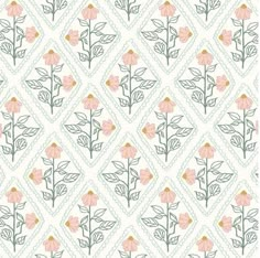 a pattern with pink flowers and green leaves