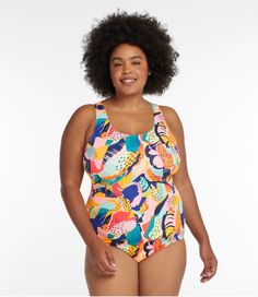 The best value under the sun, our full-coverage printed tanksuit stays strong and looks great in premium Italian swim fabric. It's breathable, quick-drying, chlorine-resistant and proof you can find a great swimsuit at a great price. Fitted Body Content: 80% nylon, 20% Lycra® Xtra Life Liner Content: 95% polyester, 5% spandex Handwash, line dry. Sun Protection: Yes, UPF 50+ rated fabric blocks 97. 5% of the sun's UV rays Abrasion Resistance: Yes, stands up to frequent wash and wear Quick Dry: Ye Nylon Tankini For Water Sports In Summer, Multicolor Nylon Tankini For Swimming, Multicolor Nylon Tankini For Poolside, Sporty Multicolor Tankini For Summer, Sporty Multicolor Summer Tankini, Summer Sports Swimwear With Scoop Neck, Sporty Multicolor Printed Swimwear, Printed Scoop Neck Swimwear, Scoop Neck Swimwear For Beach Sports