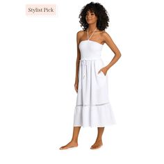 $93 La Blanca Women's White Seaside Strapless Gauze Cover-Up Dress Size Xs. Brand New! Has Pockets! Tropical Print Dress, Surplice Dress, Grey Midi Dress, Crochet Cover Up, Tropical Dress, Striped Mini Dress, White Midi Dress, Midi Dress Sleeveless, Cover Up Dress