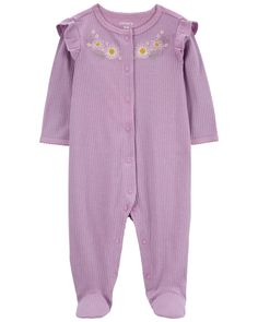 Baby Floral Snap-Up Thermal Sleep & Play - Carter's | Carter's Super Soft Long Sleeve Onesie For Playtime, Soft Fitted Onesie For Playtime, Soft Fitted Onesie For Bedtime, Baby Girl Sleepers, Purple Baby, Carters Baby, Wearable Blanket