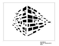 a black and white image of an abstract cube