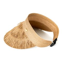 Look stylish and stay protected from the sun with this handmade straw visor hat. Crafted from lightweight, natural jute, the adjustable design fits everyone comfortably. Look fashionable and feel the warmth of the summer with one easy accessory. Details One size Hand Made Design Adjustable Lightweight Adjustable Woven Straw Hat For Summer, Adjustable Short Brim Straw Hat For Sunbathing, Adjustable Palm Leaf Straw Hat For Spring, Straw Sun Hats One Size Fits Most, One Size Fits Most Straw Sun Hat, Lightweight Beige Straw Hat For Sunbathing, Adjustable Straw Panama Hat For Sunbathing, Lightweight Natural Straw Hat For Sunbathing, Adjustable Woven Sun Hat In Natural Fiber