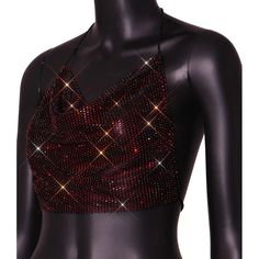 Red rhinestone see through backless top. Glamorous Red Top For Party, Glamorous Red Top For Party Season, Glamorous Red Tops For Party Season, Rhinestone Tops For Night Out Party Season, Rhinestone Tops For Party Season Clubbing, Rhinestone Tops For Night Out And Party Season, Rhinestone Tops For Party Season Night Out, Trendy Backless Tank Top For Parties, Red Sleeveless Tops For Party Season