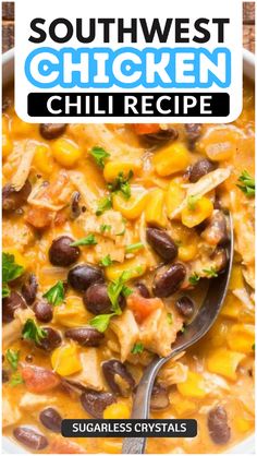 Warm up with our Southwest chicken chili, a dish bursting with tender chicken, smoky spices, and a medley of beans and vegetables. This easy chili recipe is quick enough for a busy weekday but packed with flavors that transport you straight to the heart of Texas. Perfect for chilly winter nights, this comforting dish will have you gathering around the table with loved ones, enjoying every bite. Try it today for a taste of Southwest comfort! Southwest Chicken Chili Recipe, Southwest Chicken Chili, Beans And Vegetables, Chicken Beans, Chicken Soups, Chili Ingredients