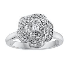 Add a touch of floral sparkle to your jewelry collection with this absolutely darling sterling silver Irena Park diamond-studded rose ring. Add a touch of floral sparkle to your jewelry collection with this absolutely darling sterling silver Irena Park diamond-studded rose ring. Width: 0.071 in. Nickel free Metal: sterling silver Finish: polished Packaging: boxedDIAMOND DETAILS Total weight: 1/3 ct. Color grade: I, J Clarity grade: I2, I3 Shape: round Setting: prong Size: 7. Color: White. Gender Pandora Stackable Rings, Red Topaz, Princess Diamond Ring, Tiffany Rings, Vintage Gold Rings, Classic Engagement, Classic Wedding Rings, Rose Ring, Pink Topaz