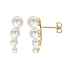 Add a touch of elegance to your ensemble with these Stella Grace 18k Gold Over Silver Freshwater Cultured Pearl Graduated Stud Earrings. Click on this JEWELRY & WATCHES GUIDE to learn about fit, styles, materials and more! Add a touch of elegance to your ensemble with these Stella Grace 18k Gold Over Silver Freshwater Cultured Pearl Graduated Stud Earrings. Click on this JEWELRY & WATCHES GUIDE to learn about fit, styles, materials and more! FEATURES Length: 19 mm x 6.2 mm Backings: post Nickel Elegant Yellow Gold Pierced Ear Climbers, Elegant Yellow Gold Ear Climbers For Formal Occasions, Elegant 14k Gold Pierced Ear Climbers, 14k Gold Elegant Ear Climbers For Formal Occasions, Elegant 14k Gold Ear Climbers For Formal Occasions, Elegant 14k Gold Ear Climbers For Formal Events, Fine Jewelry Yellow Gold Pearl Earrings For Anniversary, Yellow Gold Ear Climbers In Fine Jewelry Style, Classic Yellow Gold Ear Climbers For Anniversary