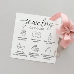 Modern Jewelry Care Card with elegant script font and jewellery care icons. This minimal black and white jewelry boutique order insert cards includes the most important jewelry care information as well as a thank you note on the back with space for your logo and business details. You can edit all colors, remove social media icons and make this cards customized. The perfect addition to your packaging design. Can be used as care instructions for earrings, necklaces, rings, bracelets or any other j Earring Business Logo, Packaging Earrings To Mail, Cute Earring Packaging Ideas, Handmade Jewelry Quotes Business, Thank You Cards Jewelry Business, Black And White Jewelry Packaging, Care Card For Jewelry, Simple Jewelry Packaging Ideas, How To Take Care Of Jewelry