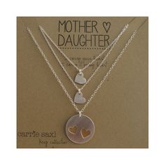 Mother Daughter Necklace Set mother 2 daughters by carriesaxl Handmade Double Heart Jewelry For Anniversary, Handmade Silver Heart Necklace For Mom, Nickel Free Necklaces For Mother's Day, Nickel Free Double Heart Jewelry For Anniversary, Mother's Day Silver Charm Necklace, Silver Stamped Necklaces As Gift For Mom, Sterling Silver Hand Stamped Charm Necklaces, Mother's Day Hand Stamped Sterling Silver Charm Necklace, Mother's Day Sterling Silver Charm Necklace With Round Pendant