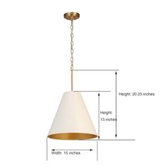 the measurements for a hanging light fixture