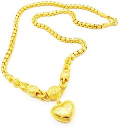 PRICES MAY VARY. Heart 22K 23K 24K THAI BAHT YELLOW GP GOLD NECKLACE Jewelry All gold plated jewelry was sent directly to us from the manufacturer in Bangkok This Unique Jewelry Is Bronze Coated With Pure Gold Looks Just Like Solid Gold This purity (96.5%) is simply unavailable in the Western World Sourced by us in Bangkok, Thailand. Approx weight 54 Grams Length 20 inch Yellow 22k Gold Necklaces For Anniversary, Traditional Gold Heart Pendant Necklace, Traditional Gold Heart Necklace, Gold Locket Necklace In 22k Gold, Thailand Jewelry, Women Pendant, Western World, Gold Jewelry Necklace, Jewelry Design Necklace