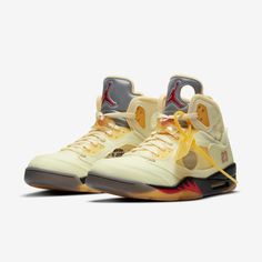 Brand: Air Jordan x Off-White Model: Air Jordan 5 Retro SP Nickname: 'Sail'Colorway: Sail / Fire Red - Muslin - BlackSKU: DH8565-100Release Date: 10/29/2020 Tekno Nike, Nite Jogger Adidas, Hiphop Culture, Jordan Off White, Nike React Element 87, Nike M2k, Air Max 180, Air Max 2090, Nike Air Vapormax Plus