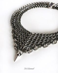 Edgy Handmade Metal Jewelry, Gothic Chainmail Metal Jewelry, Silver Chainmail Punk Jewelry, Punk Style Gunmetal Chain Jewelry, Edgy Silver Metal Necklace, Gothic Stainless Steel Chainmail Jewelry, Silver Stainless Steel Chain Jewelry, Black Stainless Steel Chainmail Jewelry, Unique Silver Stainless Steel Necklaces