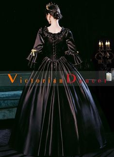 Balck Queen Vampire Gothic Masquerade Victorian Dress Halloween Costume   Condition: Brand New  Color: amp;nbsp; Black  Material: This Halloween Party Dress is made of amp;nbsp; Satin, soft,smooth and comfortable to wear  Sleeve Length: Full Sleeve  Dresses Length:Floor-Length  Neckline: Square Collar  Decoration: Ruffles + Lace + Bow  Style: This dress is perfect for civil war,victorian,medieval,regency,renaissance, wedding, cosplay, themed party, photograph, stage performance, etc  Package Inc Gothic Black Costume Dress, Black Corset Dress For Fall Costume Party, Halloween Fancy Dress Corset Dress, Black Corset Dress For Halloween Costume Party, Fitted Corset Dress For Halloween Fancy Dress, Black Overbust Costume For Party, Long Sleeve Corset Dress For Halloween Cosplay, Long Sleeve Corset Dress For Halloween Costume, Black Overbust Party Costume