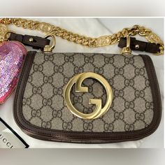 Gucci Mini Blondie, I Used Just Two Times, Perfect Conditions, Come With Dust Bag And Box Designer Brown Bags With Gold-tone Logo Plaque, Designer Gold Bags With Horsebit Detail, Designer Shoulder Bag With Gold-tone Logo Plaque, Gucci Super Mini, Gucci Mini, Gucci Soho Disco, Bags Gucci, Gucci Crossbody, Blue Handbags