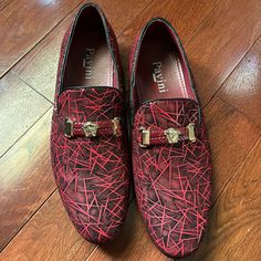 Brand New Never Used Red Loafers Red Loafers For Fall Party, Red Round Toe Loafers For Party, Red Pointed Toe Loafers For Party, Red Slip-ons For Summer, Elegant Red Flat Heel Dress Shoes, Red Formal Dress Shoes For Spring, Red Spring Formal Dress Shoes, Red Closed Toe Formal Loafers, Red Flat Loafers For Party