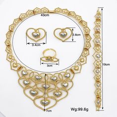 Afraic Jewelry-24k Fashion Jewelry Sets For Women Heart Necklace Earrings Model Number:3256804427061106 Product information: Material: alloy Color: Gold Color Product Package Details: 1 Set (Neckace, Bracelet, Earrings,Ring) PRODUCT DETAILS: Handmade, finely polished, reliable quality, gives you beauty, but also offers you the most comfortable wearing experience. 243-1 243-2 Gold Jewelry For Mother's Day Party, Mother's Day Party Gold Jewelry, Valentine's Day Anniversary Metal Jewelry, Yellow Gold Metal Jewelry For Valentine's Day, Valentine's Day Yellow Gold Metal Jewelry, Valentine's Day Yellow Gold Jewelry, Heart Shaped Alloy Jewelry For Anniversary, Silver Heart-shaped Metal Jewelry Sets, Alloy Jewelry For Valentine's Day Anniversary