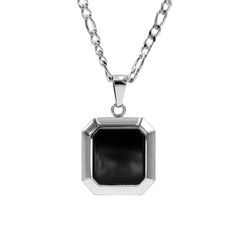 Onyx Silver Pendant comes with mariner chain Chain: 26 inches length Pendant: 1" x 1.5" FREE & Fast Shipping! Premium Stainless Steel 18K Gold Plated Will not tarnish, fade, or discolor Safe in Water Allow 1-2 Days for Processing Domestic Delivery in 2-6 Days Black Figaro Chain Necklace As Gift, Black Figaro Chain Necklace Gift, Black Figaro Chain Necklace For Gift, Stainless Steel Box Chain Necklace With Square Pendant, Black Tarnish-resistant Pendant Chain Necklace, Onyx Necklace Men, Luxury Men's Square Pendant Necklace, Luxury Onyx Necklace With Polished Finish, Necklaces Gift