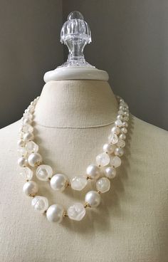 Excited to share this item from my #etsy shop: Big, beautiful multi strand faux pearl and bead statement necklace. Vintage mid century.  Wear for party or wedding.  Gift for wife. #jewelry #necklace #wedding #christmas #women #midcentury #classicstyle #pearlnecklace #vintagenecklace #chunkyjewelry #vintagejewelry #statementnecklace #bridaljewelry #bridalpearls #weddingjewelry Wedding Gift For Wife, Wife Jewelry, Chunky Jewelry, Beaded Statement Necklace, Necklace Wedding, Wedding Christmas, Bridal Pearls, Blue Rhinestones, Necklace Vintage