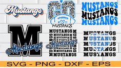 several different type of logos on a white brick wall with the words mustangs mustangs mustangs mustangs mustangs mustangs mustangs mustangs mustangs mustangs mustangs