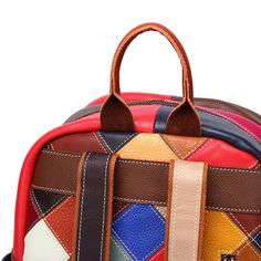 Introducing our Chic Leather Exotic Patchwork Closure Backpack, the perfect accessory for the fashion-forward individual. Crafted with genuine cow leather, this backpack exudes luxury and sophistication. Upgrade your style and elevate your look with this must-have accessory. Multicolor Leather Bags With Zipper Closure, Multicolor Leather Backpack For Travel, Red Leather Backpack With Zipper Closure, Daily Use Multicolor Leather Backpack, Multicolor Rectangular Leather Backpack For Everyday Use, Multicolor Rectangular Leather Backpack With Adjustable Strap, Multicolor Leather Standard Backpack, Large Capacity Square Leather Backpack, Multicolor Leather Backpack For Everyday Use