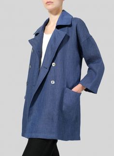 Linen Double Breasted Jacket Elegant Relaxed Fit Outerwear For Spring, Big Coat, Double Breasted Jacket, Double Breasted, Trench Coat