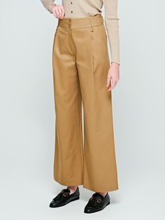 Composition : tencel 54%cotton 46%Country of Origin : Republic of Korea Chic Cotton Straight Culottes, Cotton Wide-leg Pants For Business Casual, Solid Cotton Wide Leg Pants For Work, Solid Color Wide Leg Cotton Pants For Work, Elegant Cotton Culottes, Cotton Wide Leg Pants For Business Casual, Chic Wide Leg Chinos For Fall, Elegant High-waisted Cotton Culottes, Cotton Straight Culottes For Spring