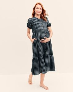 Designed to follow you through every stage of motherhood — pre bump through post bump — meet the nursing-friendly midi dress. In textured cotton gauze with functional buttons top to bottom, this piece allows for simple feeding access with pockets for pacifiers and more. Intentionally made for matchi Minimalist Maternity Outfits, Maternity Cotton Dress Nursing Friendly, Summer Cotton Maternity Dress Nursing Friendly, Cotton Nursing Friendly Dresses For Maternity, Nursing-friendly Cotton Maternity Dresses, Cotton Nursing Friendly Dress, Cotton Nursing Friendly Maternity Dress, Cotton Maternity Dress Nursing Friendly, Bump Friendly Cotton Maternity Dress