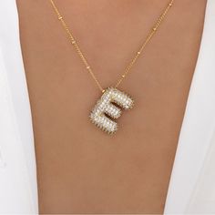 “Hailey” Bubble Bling Letter Necklace. Select Your Initial From The Options. Available Letters: A, B, D, E, G, L, M, O, P, S 14k Gold Plated With Diamond Like Pav Stones Styles Similar To: Revolve, Anthropologie E Necklace, Bubble Letter Necklace, Creek House, Gold Bubbles, Bubble Letter, Bubble Necklaces, Bling Necklace, Bubble Letters, Jewelry Essentials