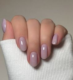 Explore 19 Spring Nail Color Ideas for 2025: Bright, Pastel, Glitter, and Fun Designs Narrow Round Nails, Need Nails, Clear Lavender Nails, Oval Nail Color Ideas, Short Nails Light Purple, March Nails Inspiration, Lavender Milk Nails, Soft Lavender Nails, Gel Nails Light Purple